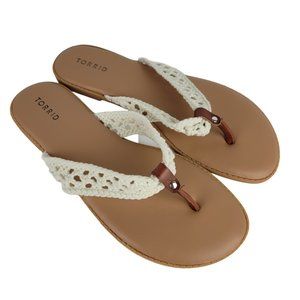 TORRID Crochet Flip Flop Ivory 12 WW 17036917